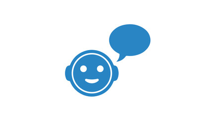 Friendly smiling chatbot head with speech bubble icon for customer support and virtual assistant technology vector illustration
