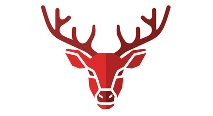 Abstract Red Deer Head Logo Design - Geometric Stag Silhouette Icon