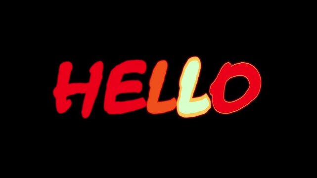 ''Hello'' text with a yellow outline and shadow effect on black