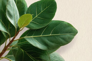 Closeup view of detailed Ficus Septica Awarawar leaves showcasing vibrant green color and intricate texture on a neutral background
