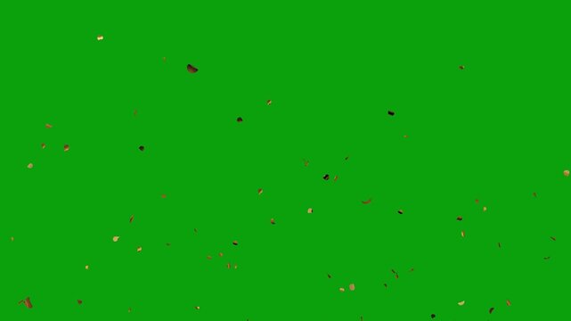 Golden Confetti Centered Explosion Background. Birthday celebration confetti, congratulations animated greeting on green screen. Concept: Christmas, party, celebrate, birthday, party, event, win