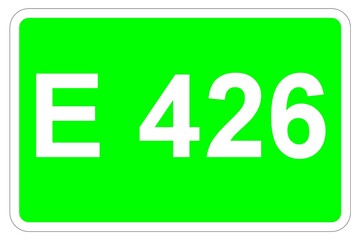 Illustration eines Europastraßenschildes der E 426 in Europa	