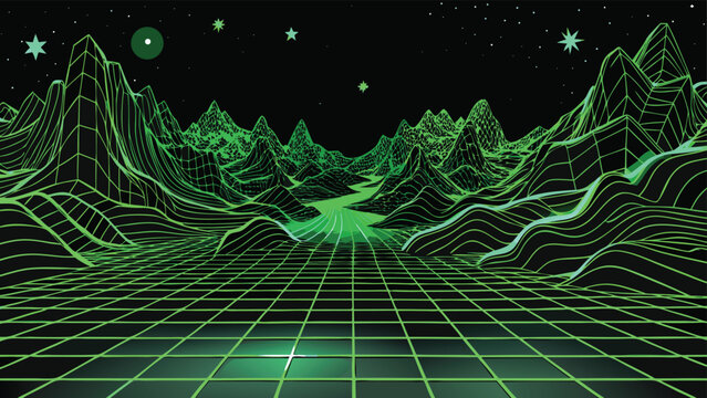 bright green stars, evoking a sense of night sky wonder..eps