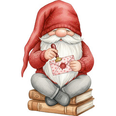 Love Letter Gnome - valentine gnomes clipart, watercolor gnomes shirt design, romantic gnome graphic, Valentine Illustrations 
