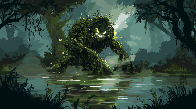 Fantasy Swamp Monster Vector Illustration