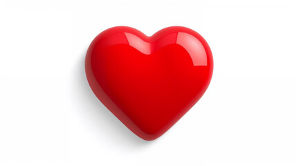 Fototapeta premium Red Heart: A vibrant, glossy red heart casts a soft shadow, a powerful symbol of love, compassion, and affection.