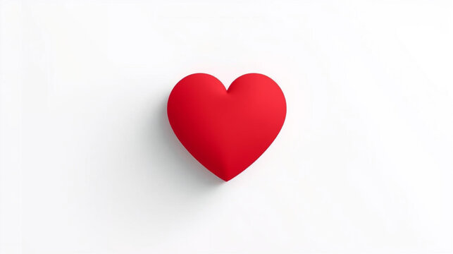 Love's Symbolic Heart: A single, vibrant red heart, a powerful symbol of love, care, and emotion, presented with simplicity and elegance.