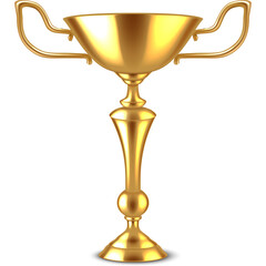 A Shining Golden Trophy Cup Rests on a Pedestal With Elegant Handles on a Clean White Background Representing Victory Achievement and Success