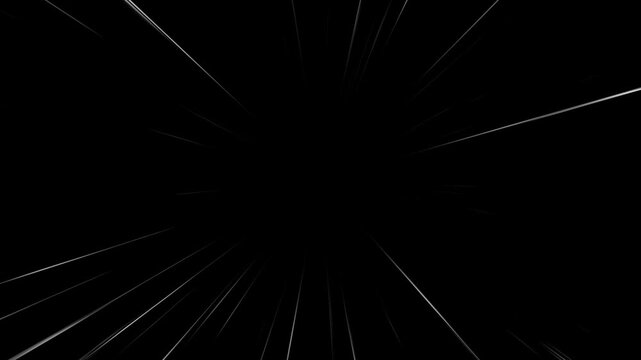 Manga Style Speed Lines, Dynamic Motion Graphic. Cartoon Action Speed Lines, Motion black screen background Overlay. comic speed line animation for action scenes, manga-style video. 4k background
