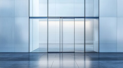 Modern glass automatic doors entrance to a building.