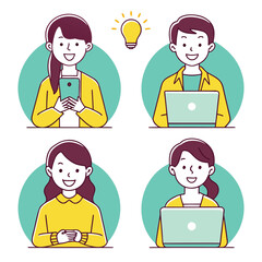 Business Meeting Teamwork Creative Idea Vector Illustration Set