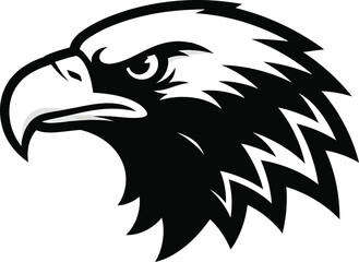 Fototapeta premium Eagle head vector illustration logo black and white mascot design art eps silhouette