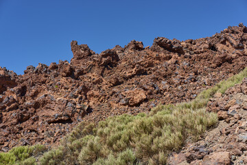 Lava field with rocks and boulders in Teide National Park, Tenerife