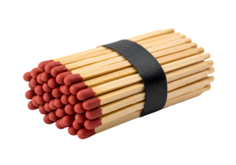 Bundle of red tipped matches tied with black band