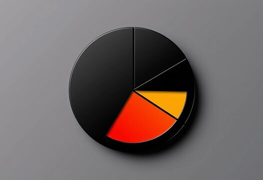 Minimalist black pie chart icon with distinct segments,  data,  wheel