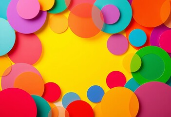 Vibrant, overlapping circular elements in a playful arrangement, perfect for energetic and youthful designs,  fun,  pattern