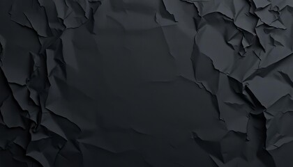 Deep black crumpled paper background, textured surface,  light,  background