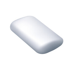 A Single White Rectangular Piece of Chewing Gum with Rounded Edges Isolated on a Transparent Background with Subtle Lighting and Shadows