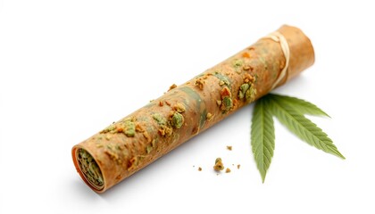 Rolled cannabis blunt isolated on white background,  plant,  recreational