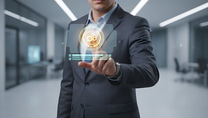 Businessman touching virtual interface for streamlined workflow optimization process