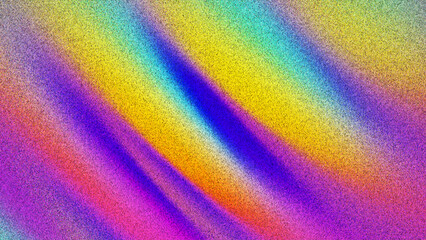 Iridescent rainbow gradient background with grainy effect created from thousands of individual dots. Vibrant prismatic rainbow texture with shimmering multicolor flow of light perfect for trendy art
