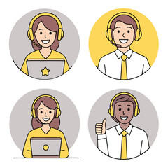 Customer Support Service Team Icons Vector Graphics