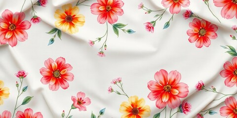 Delicate watercolor floral pattern on soft fabric background,  surface,  petal