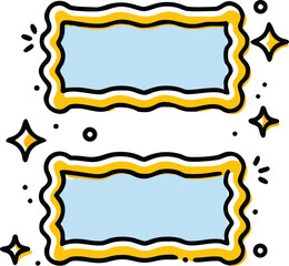 Modern Wavy Frames Set with Star Sparkles on Transparent Background