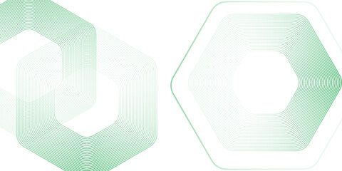 green line wave and abstract white background modern hexagon art