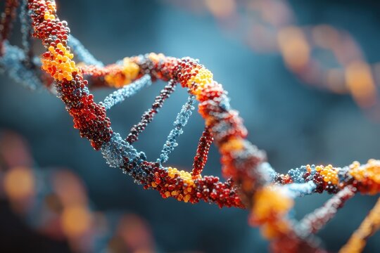 Colored genetic code DNA molecule structure showcases intricate design and essential biological functions in modern science