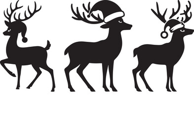 Christmas Reindeer Silhouette Set. Christmas Vector collection.