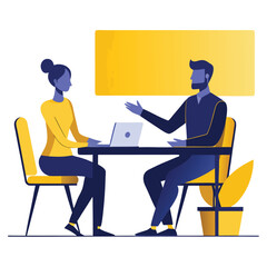 Business Negotiation Illustration with Laptop and Communication