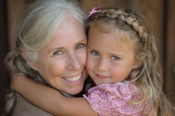 Grandmother embraces child in a heartfelt hug, showcasing love and connection in a joyful moment
