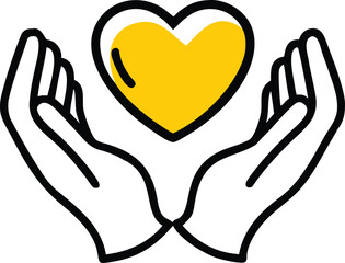 Obraz premium Minimalist Open Hands Heart Concept Art Vector Illustration