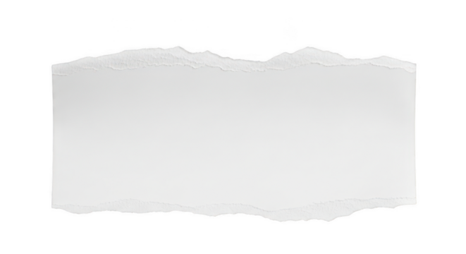Torn white paper fragment isolated on transparent background
