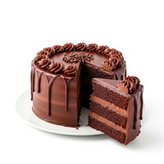 chocolate cake, isolated on white background, stock photography
