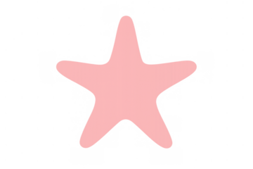 Pink starfish cartoon rendering on transparent background for marine life and aquatic themes