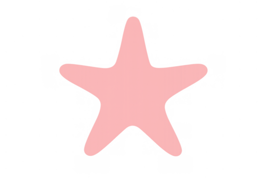 Pink starfish cartoon rendering on transparent background for marine life and aquatic themes