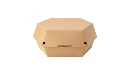 Cardboard geometric food container isolated on transparent background