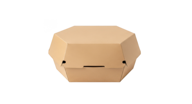 Cardboard geometric food container isolated on transparent background