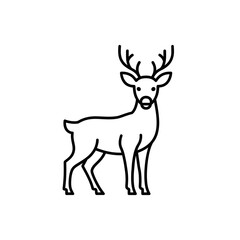 Fototapeta premium Deer Outline Minimal Vector — Simple Black Line Deer Drawing on White Background