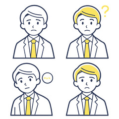 Fototapeta premium Man with Question Mark and Business Suit Line Art Vector