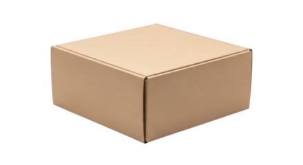 Brown cardboard cube box isolated on transparent background