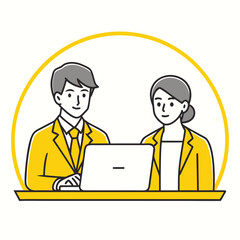 Business People Collaboration Illustration in Simple Style