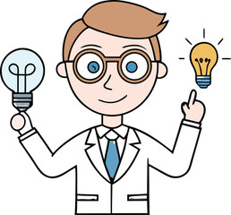 Smart Young Man with Good and Bad Ideas Cartoon Character