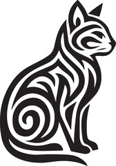 Tribal tattoo design of a cat representing mystery and independence.