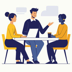 Creative Business Team Meeting at Table Vector Illustration