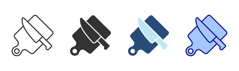 Cutting Board Icon Set. Designed In Multi Style