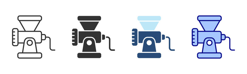 Meat Grinder Icon Set. Designed In Multi Style