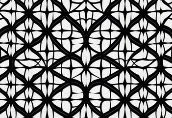 Naklejka premium Elegant, repeating geometric black and white pattern with subtle texture, digital, retro